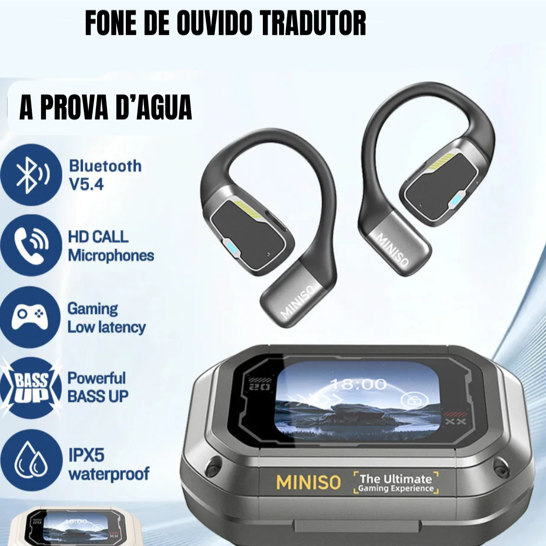 Fone de Ouvido Tradutor à Prova d’Água Longa Duração de Bateria