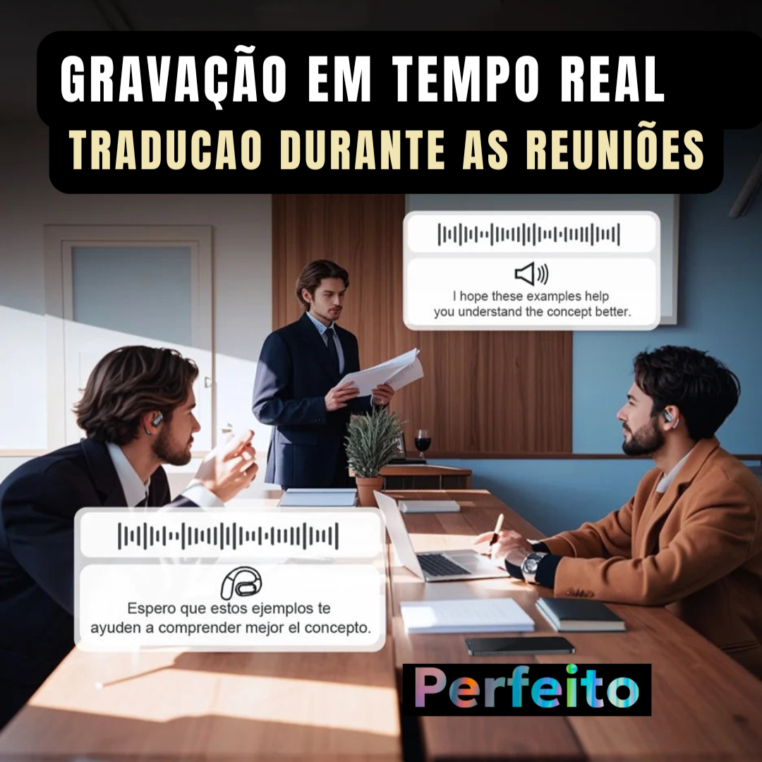 Fone de Ouvido Tradutor à Prova d’Água Longa Duração de Bateria