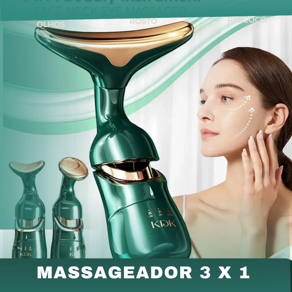 Massageador 3 em 1 para Rosto e Pescoço Lifting Facial