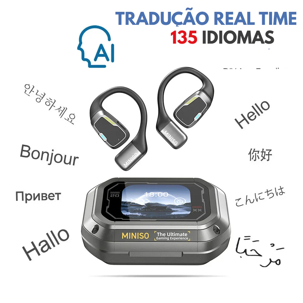 Fone de Ouvido Tradutor à Prova d’Água Longa Duração de Bateria