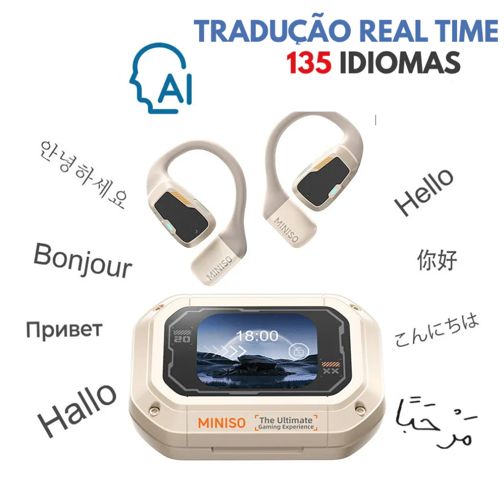 Fone de Ouvido Tradutor à Prova d’Água Longa Duração de Bateria