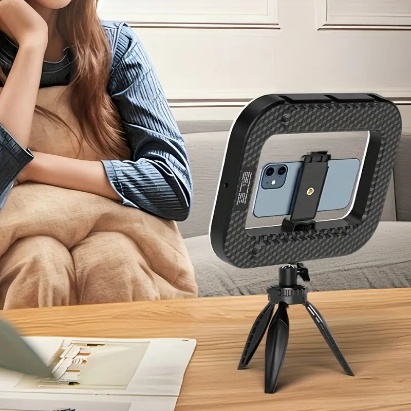 Iluminador Ring Light Retangular Portátil com Suporte