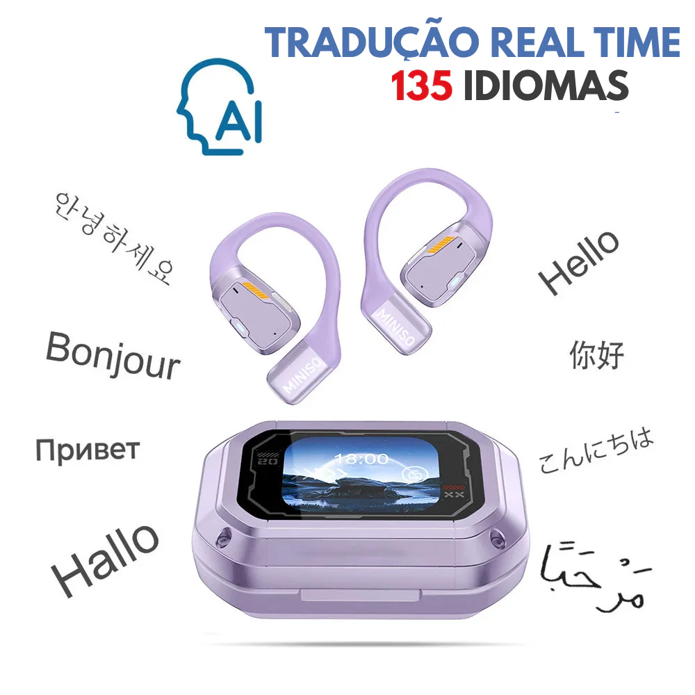 Fone de Ouvido Tradutor à Prova d’Água Longa Duração de Bateria
