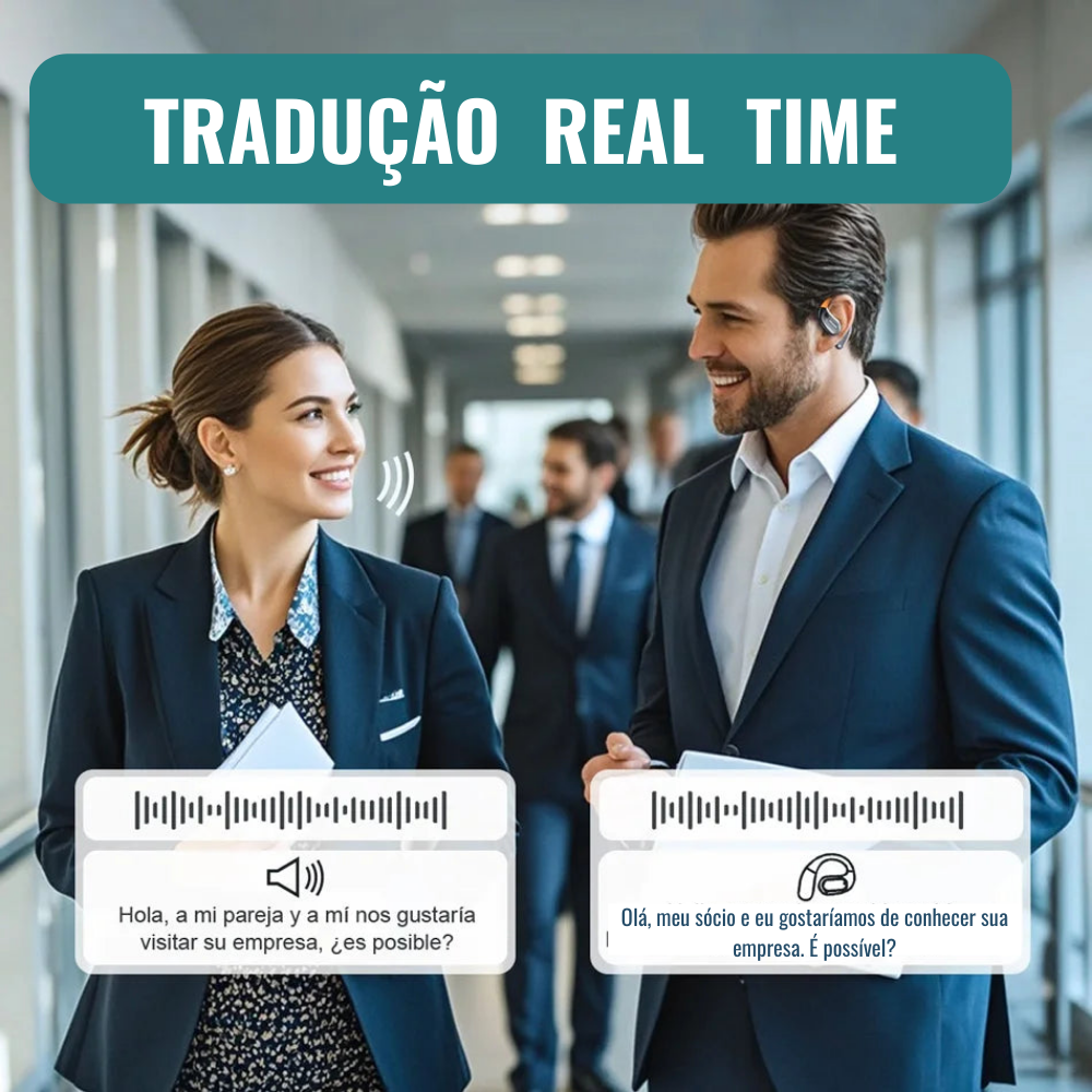 Fone de Ouvido Tradutor à Prova d’Água Longa Duração de Bateria