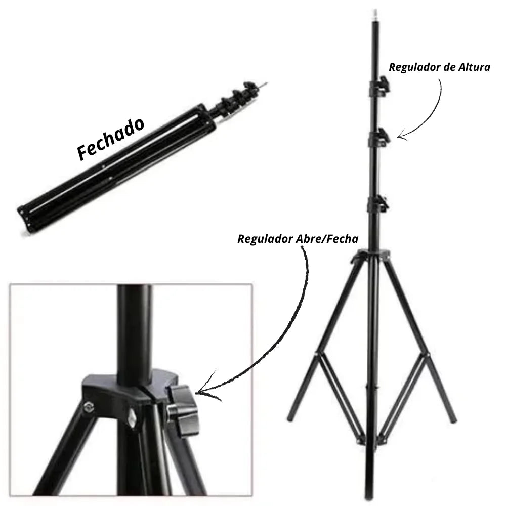 Tripé para Ring Light 1,2 m Preto