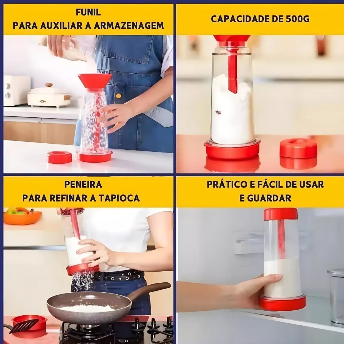 Tapioqueira Polvilhador De Farinha Peneira Armazena Tapioca