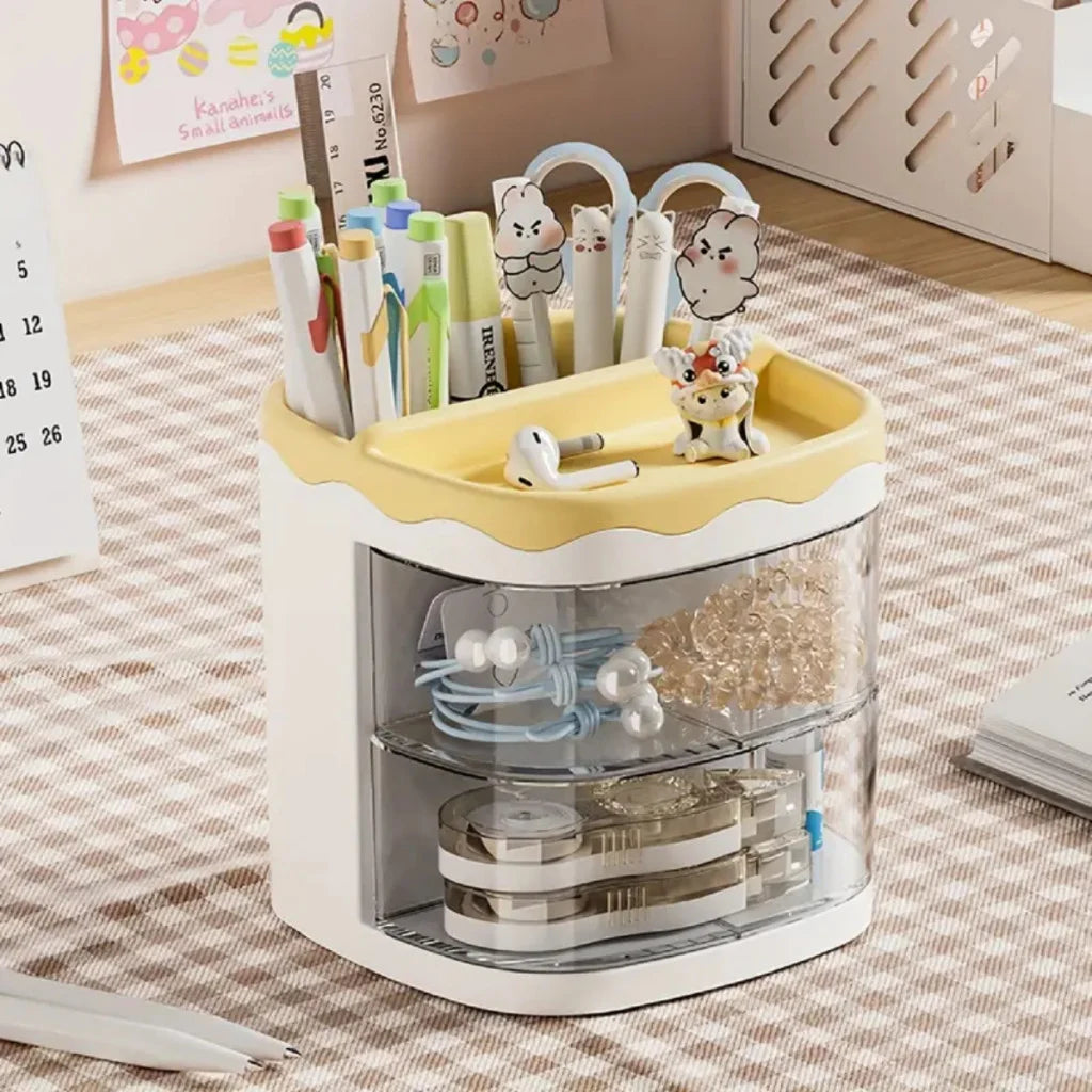 Organizador de Mesa com Divisores e Gaveta