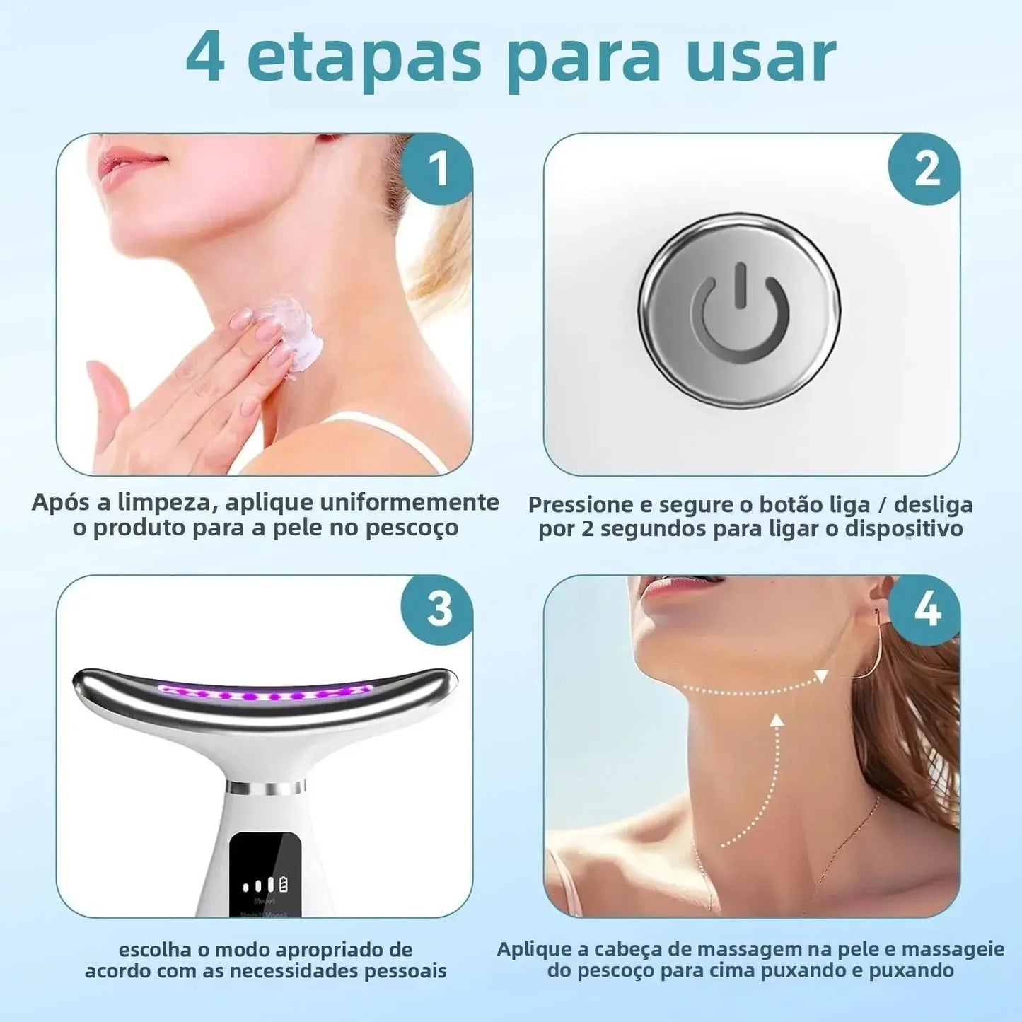 Aparelho de Beleza Facial com Luz Colorida