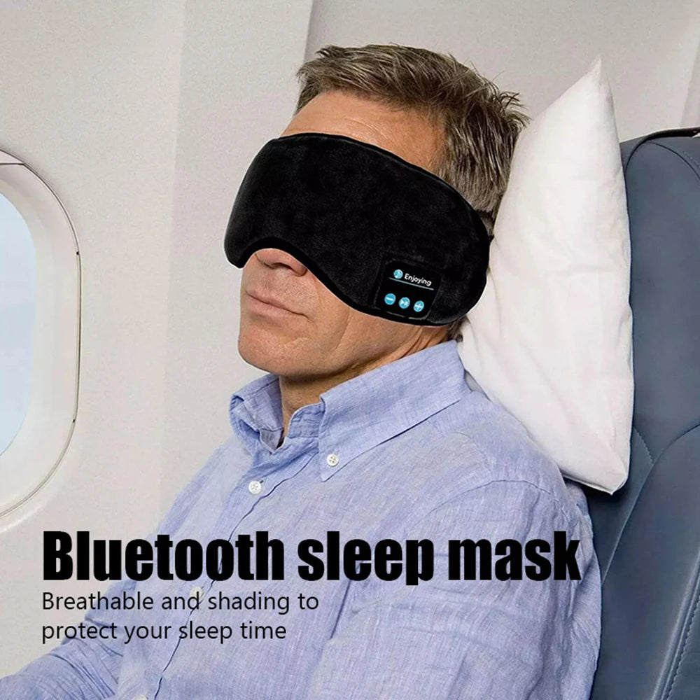 Fones Bluetooth com Faixa de Cabeça – Headset Sem Fio para Esportes, Sono e Música (Máscara de Olhos Integrada)