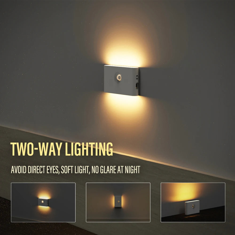 Luz Noturna LED por Indução – Sem Fio, Recarregável via USB