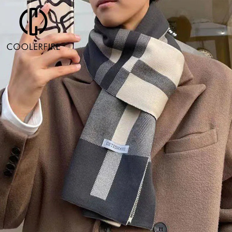 Cachecol Masculino de Inverno – Estilo Patchwork