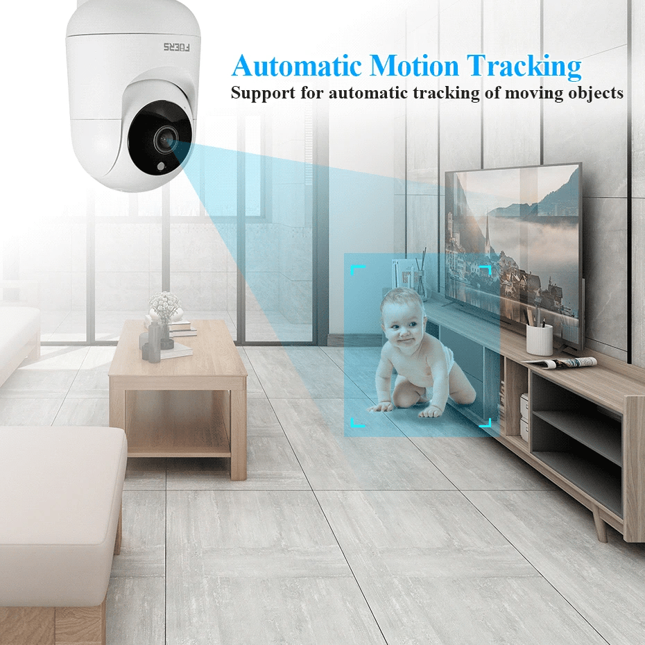 Camera WiFi Inteligente com Suporte Ajustável 4K 8MP – Rastreamento AI e Armazenamento de Até 128GB