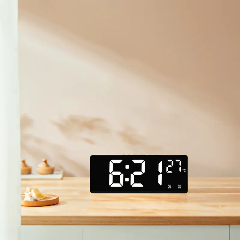 Relógio de Mesa Despertador Digital Portátil de Mesa Temperatura Grande Display