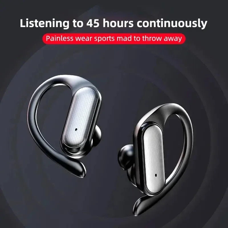Fones de Ouvidos Bluetooth 5.3, Esportivos com Gancho e Controles Touch