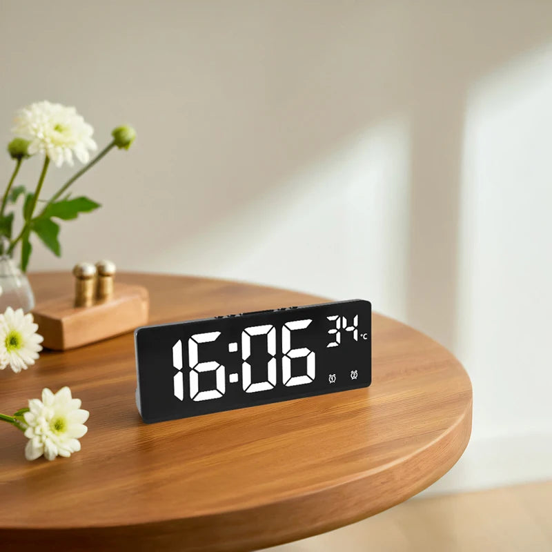 Relógio de Mesa Despertador Digital Portátil de Mesa Temperatura Grande Display