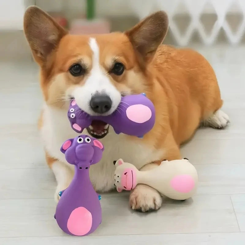 Brinquedo mastigável de borracha macia para cães Squeaky Interactive