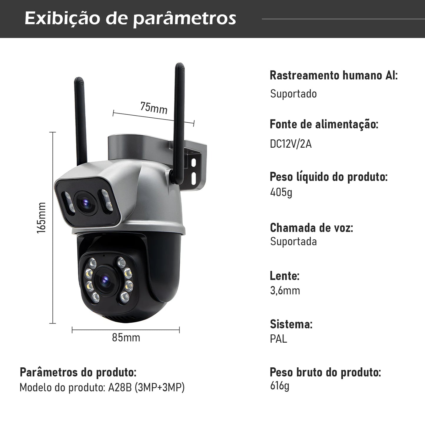 Câmera de Segurança Wi-Fi 4K Ultra HD à Prova d’Água