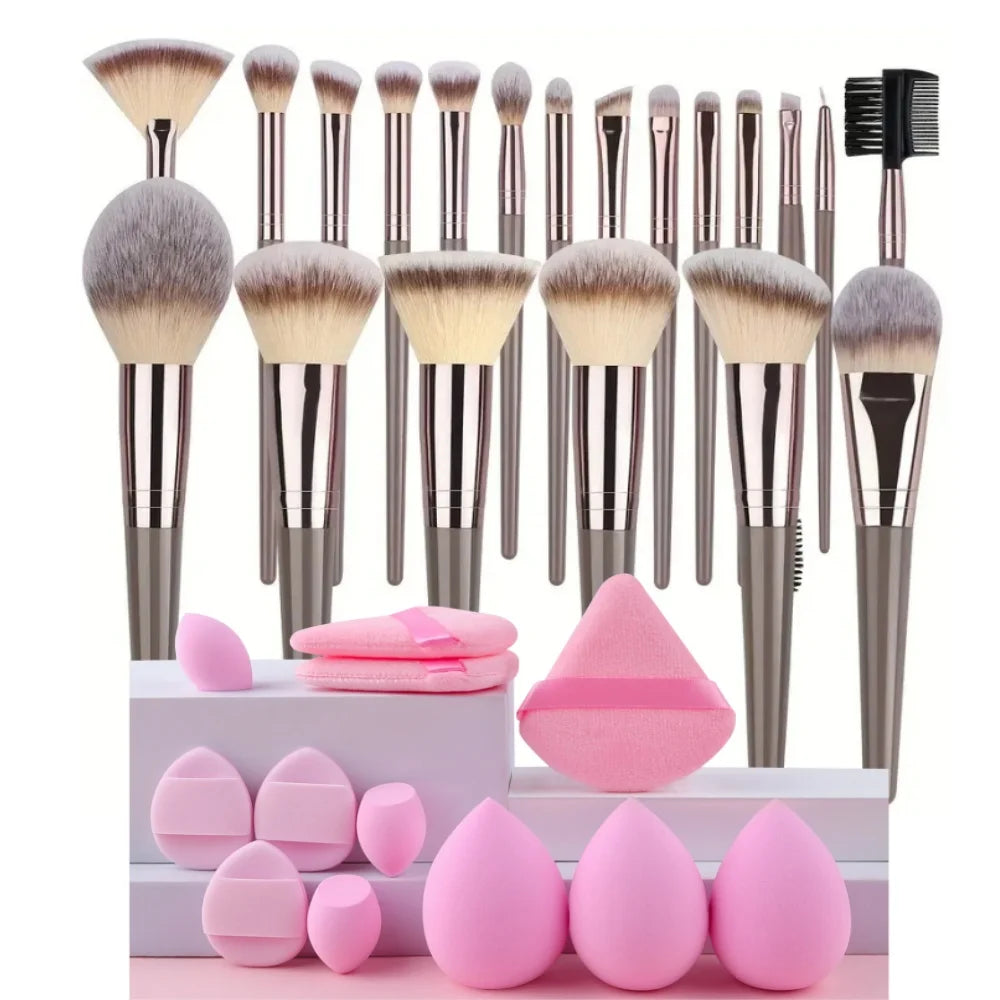 Conjunto Profissional de Pincéis Esponjas de Maquiagem