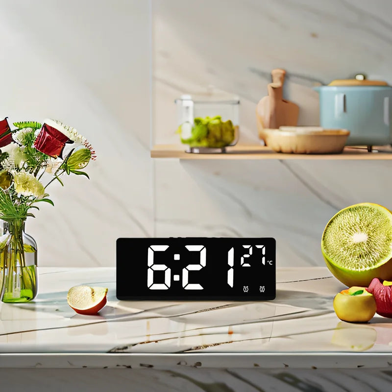Relógio de Mesa Despertador Digital Portátil de Mesa Temperatura Grande Display