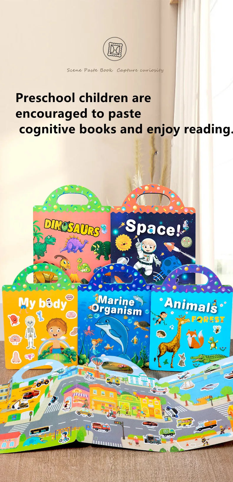 Livro de Adesivos Reutilizáveis Desenho Animado
