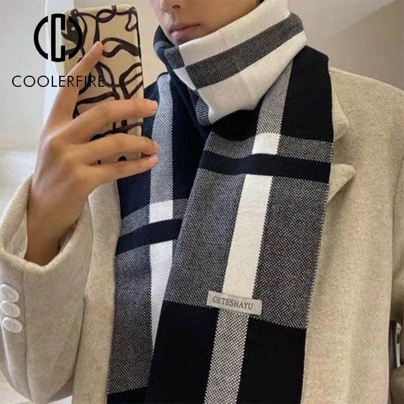 Cachecol Masculino de Inverno – Estilo Patchwork