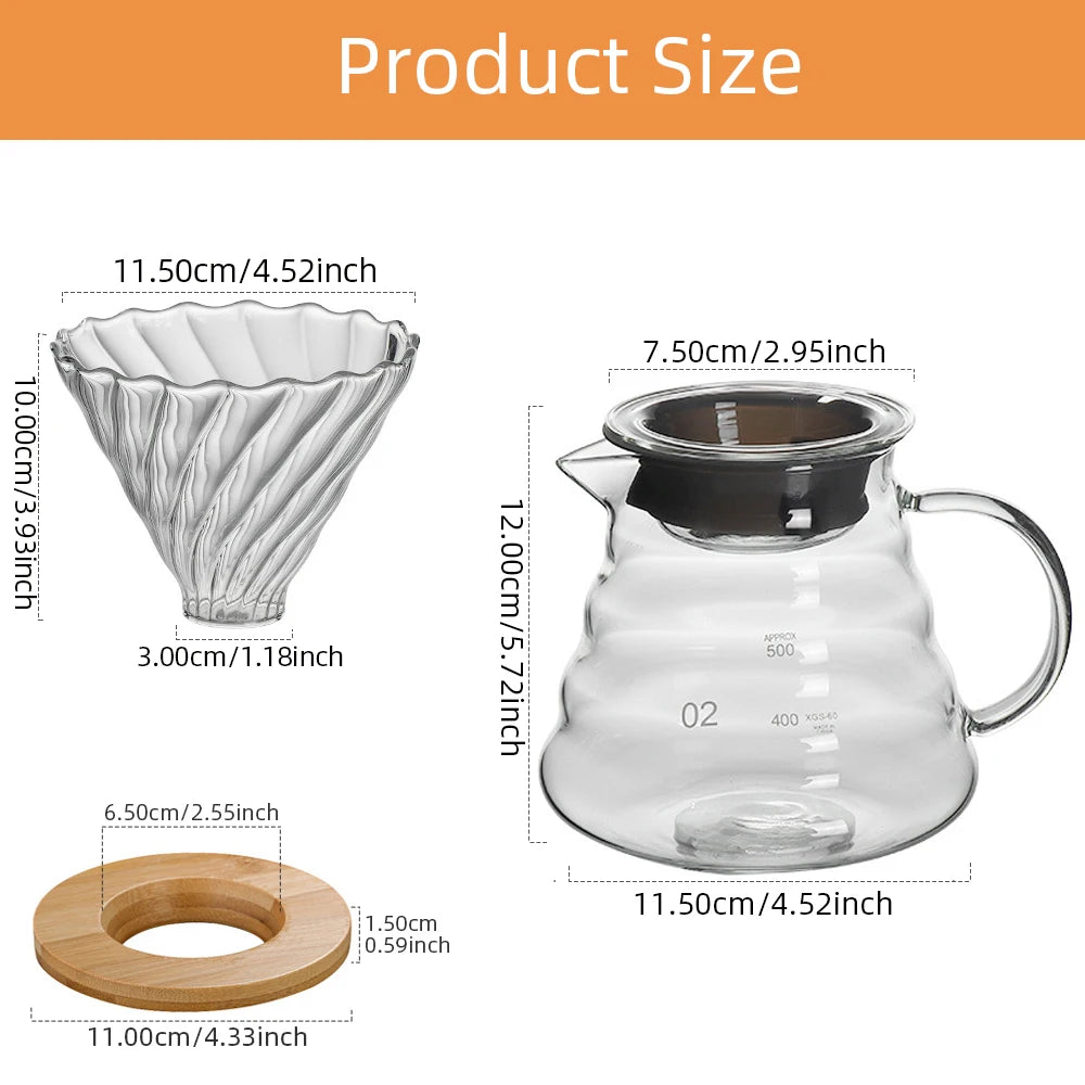 Conjunto de Jarra Borosilicato e Filtro de Café Reutilizável