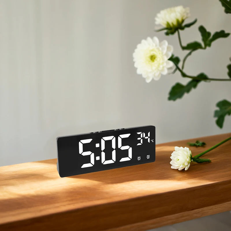 Relógio de Mesa Despertador Digital Portátil de Mesa Temperatura Grande Display