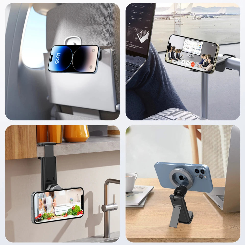 Suporte Magnético Portátil para Celular – Clip de Mesa Compatível com MagSafe