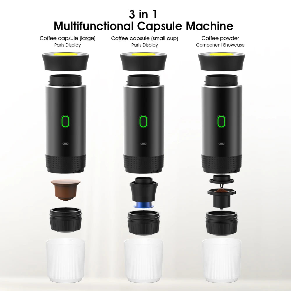 Cafeteira Portátil USB café moído ou cápsulas