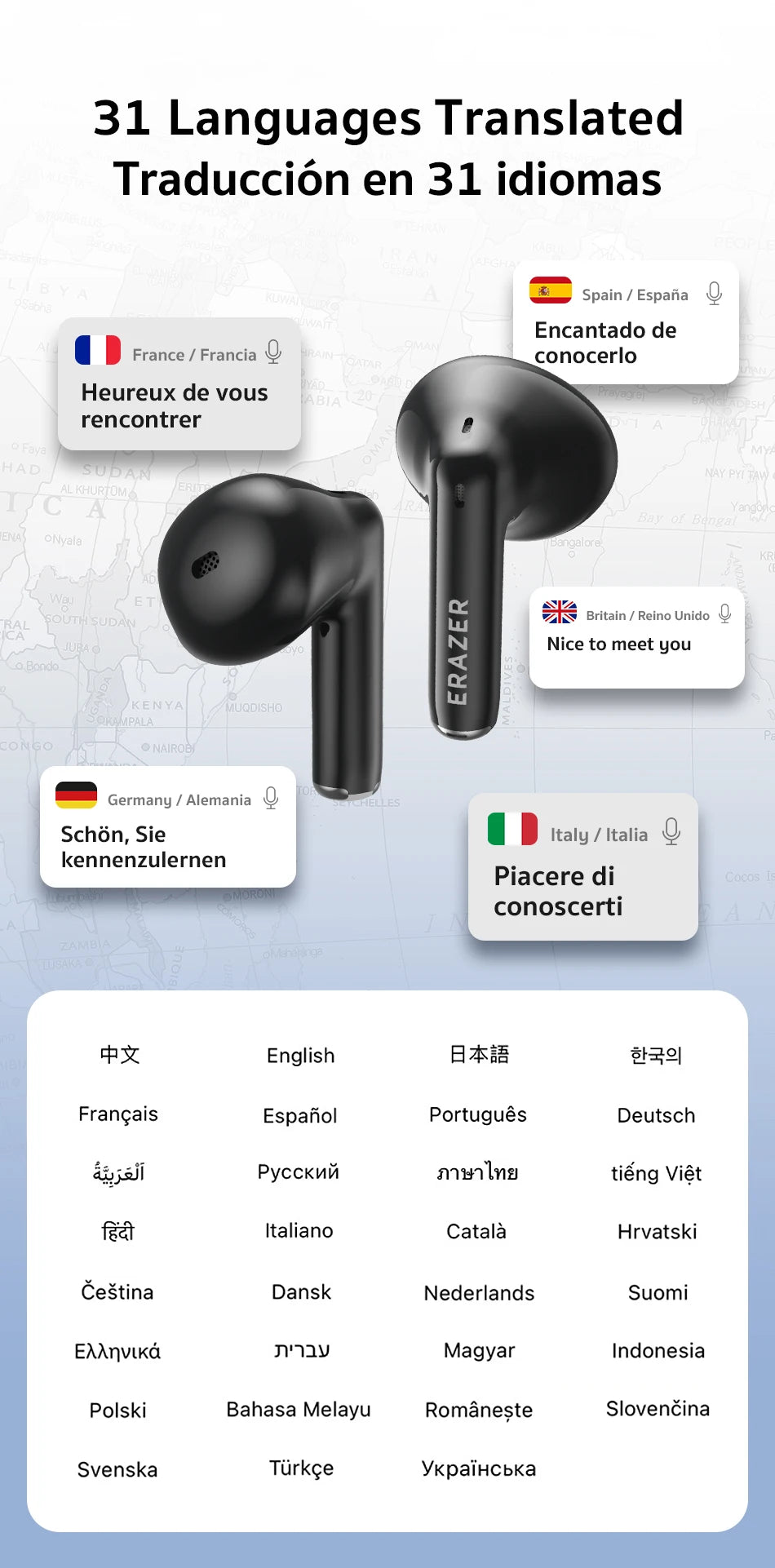 Fones de Ouvido Tradutor – Bluetooth com Tradução em Tempo Real