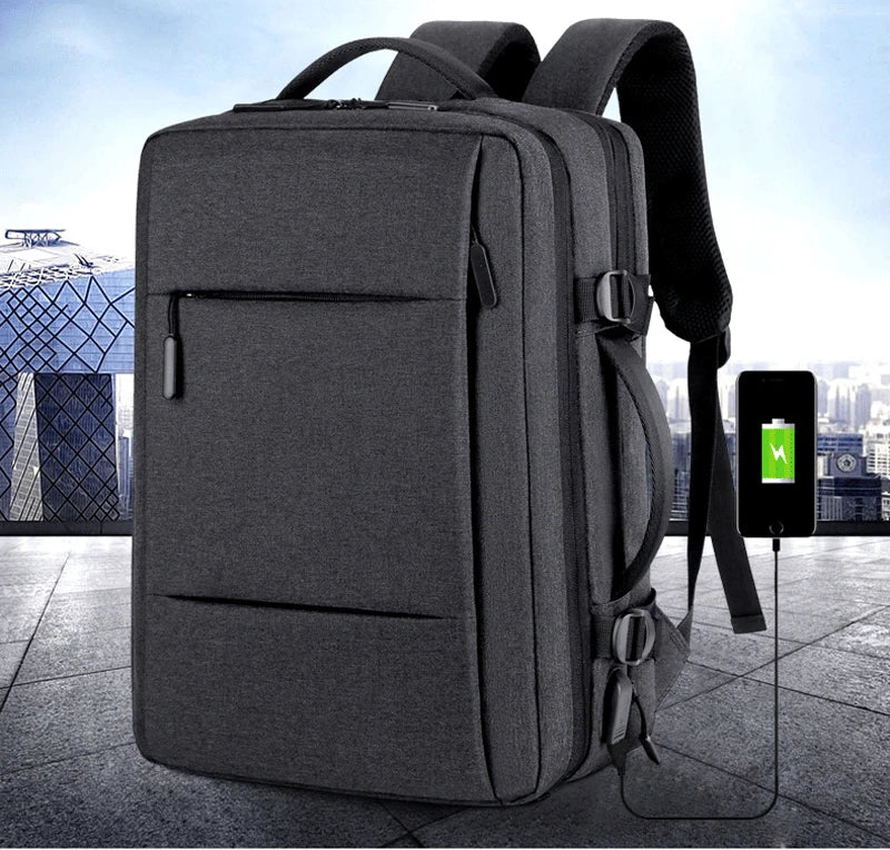 Mochila de Viagem e Trabalho – Impermeável, Expansível, com Porta USB e Compartimento para Notebook 15.6"moch