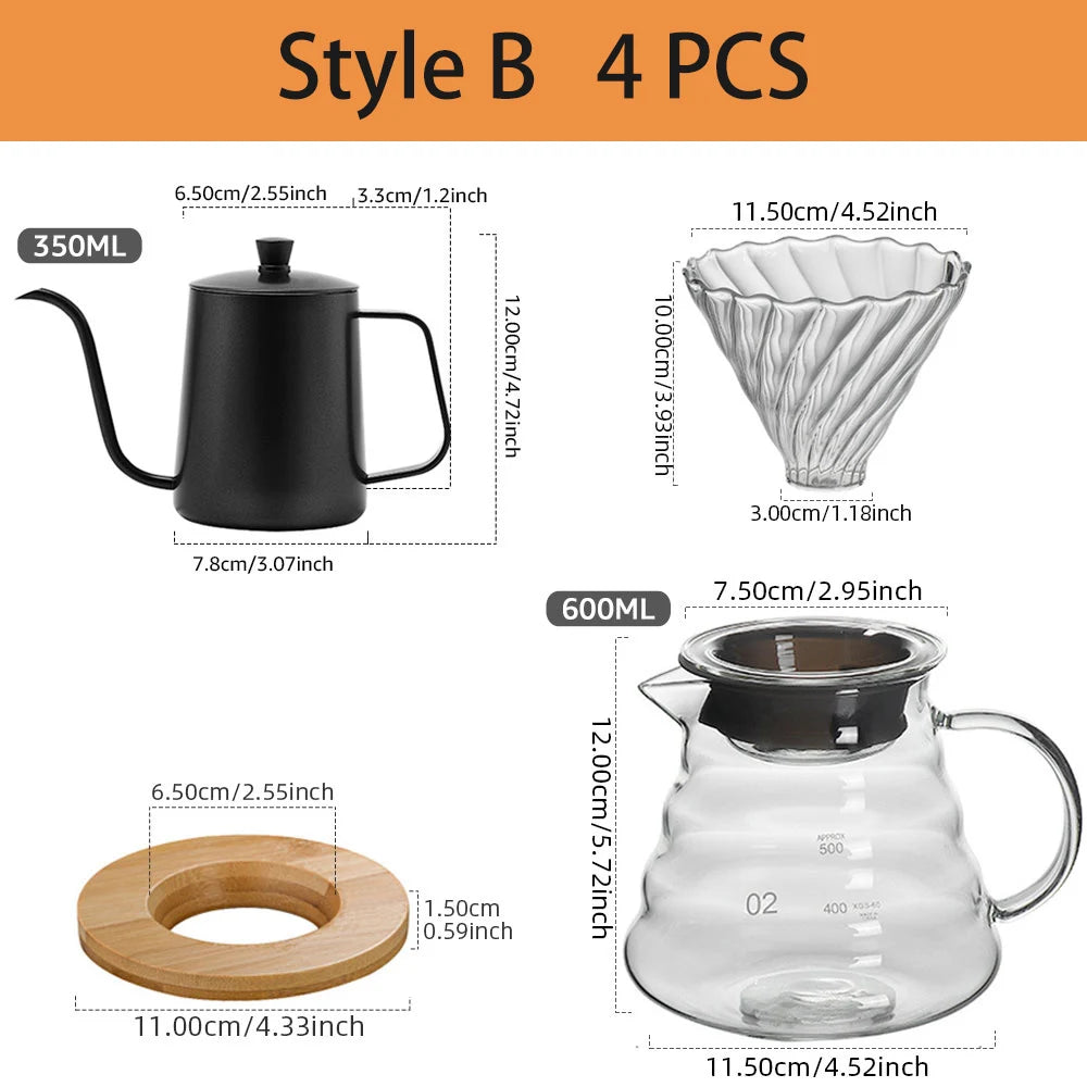 Conjunto de Jarra Borosilicato e Filtro de Café Reutilizável