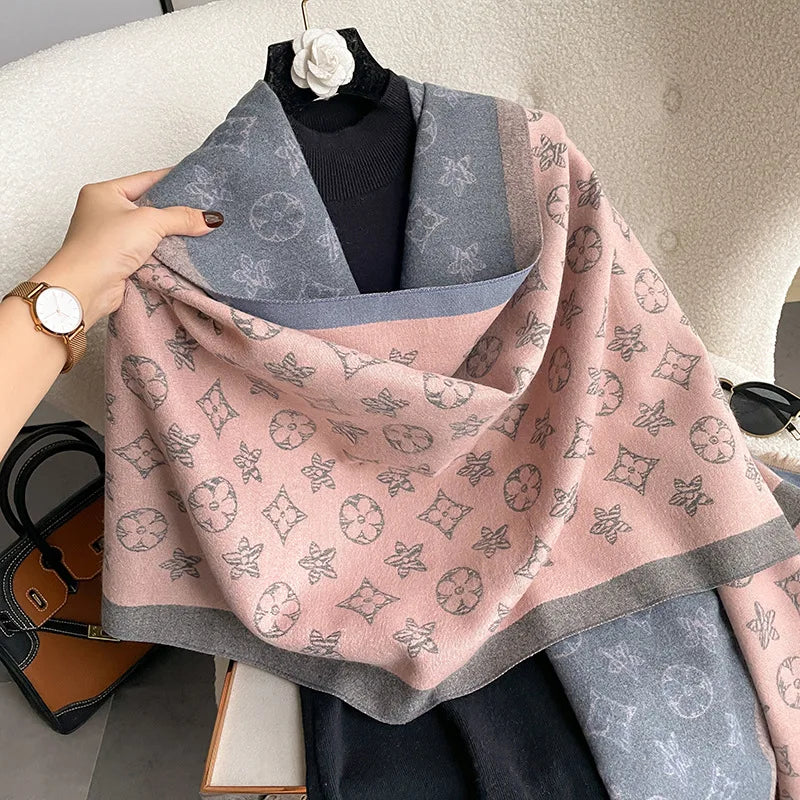 Women's Warm Scarf – Double Sided, Retro Style