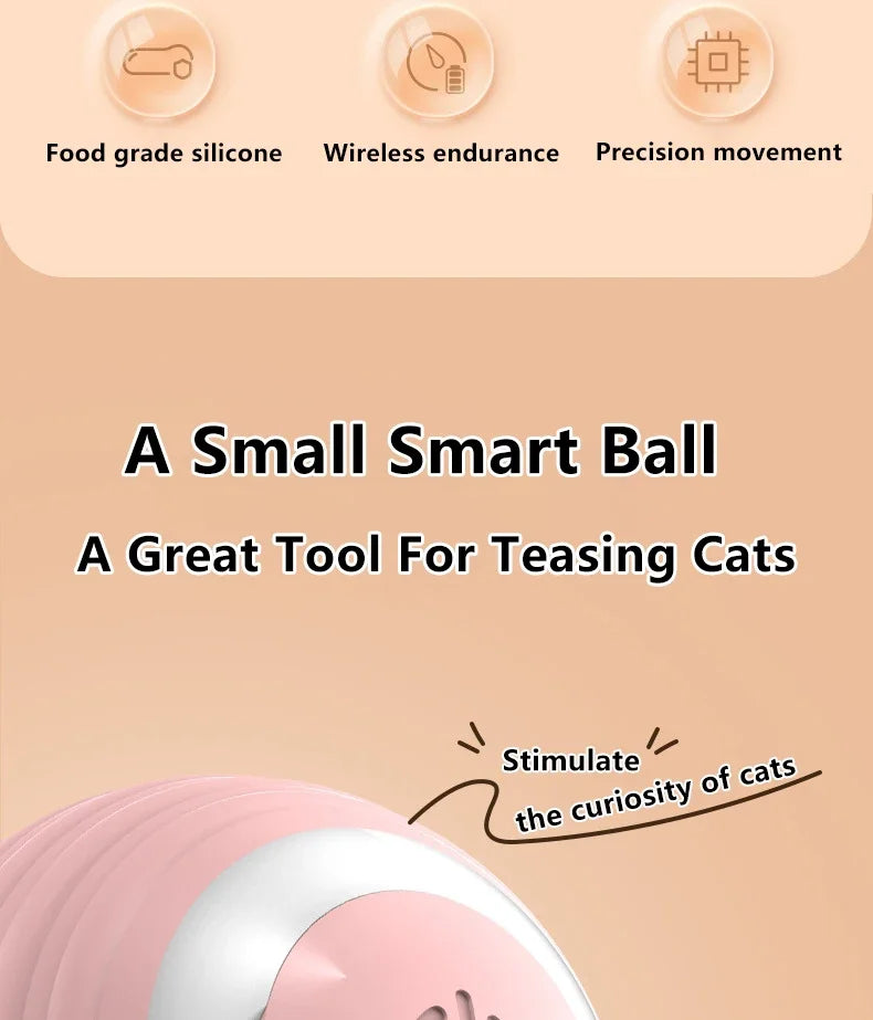 Bola Interativa Inteligente para Gatos – Brinquedo Eletrônico com Rolamento Automático e Efeitos Mágicos