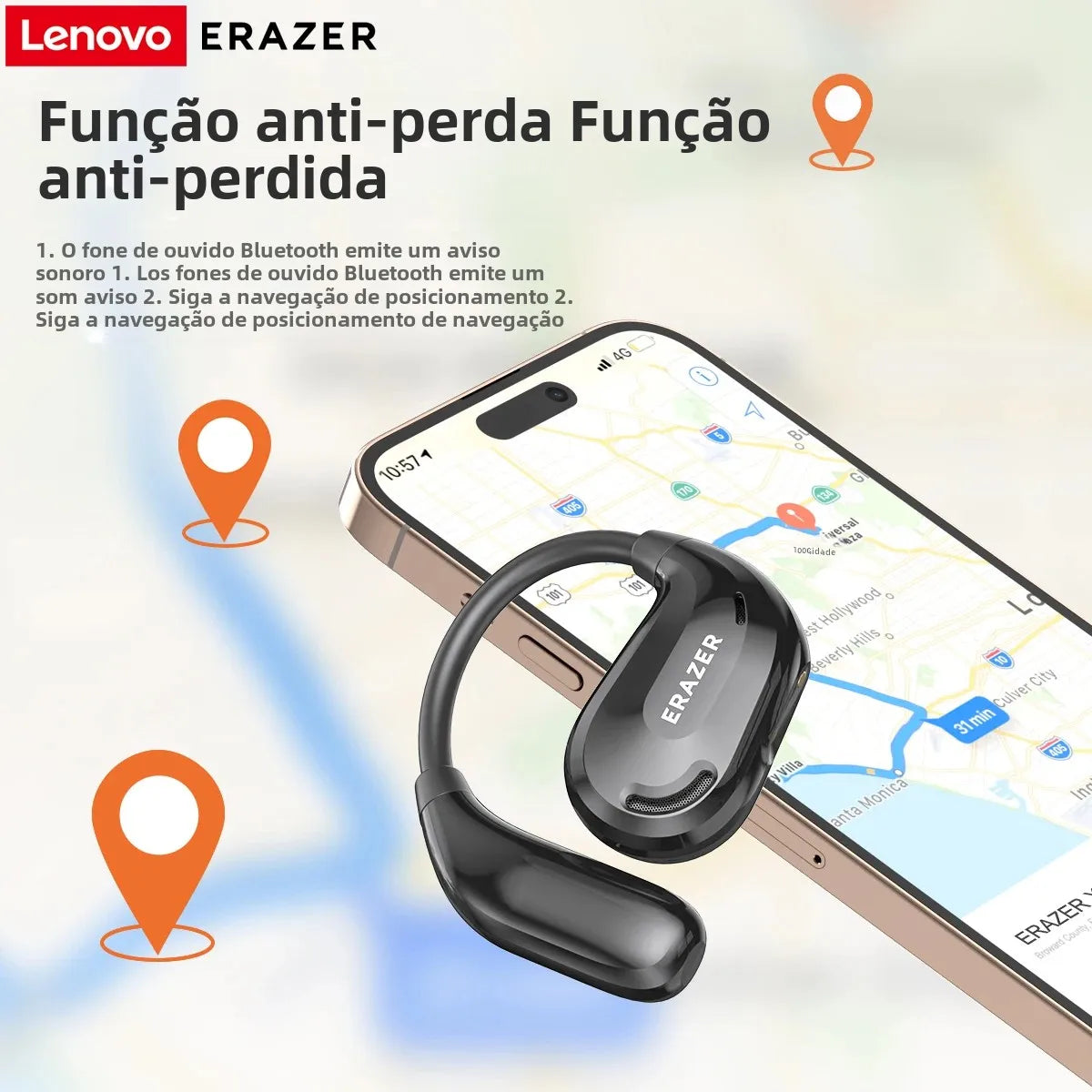 Fones de ouvido AI tradutor sem fio Bluetooth 5.4 135 Idiomas