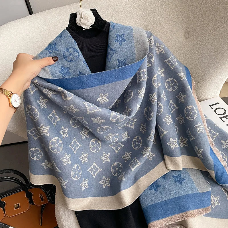 Women's Warm Scarf – Double Sided, Retro Style