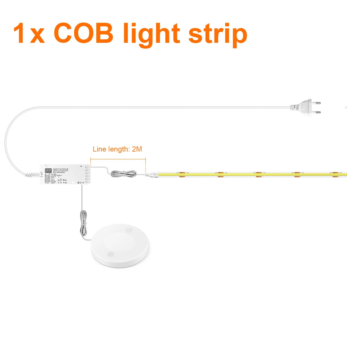 Fita LED para Armário com Sensor de Toque – Regulável, Ideal para Móveis de Madeira e Exposição