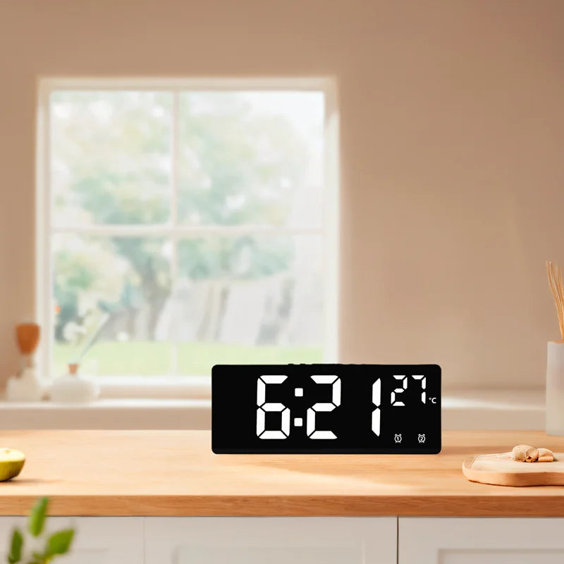 Relógio de Mesa Despertador Digital Portátil de Mesa Temperatura Grande Display