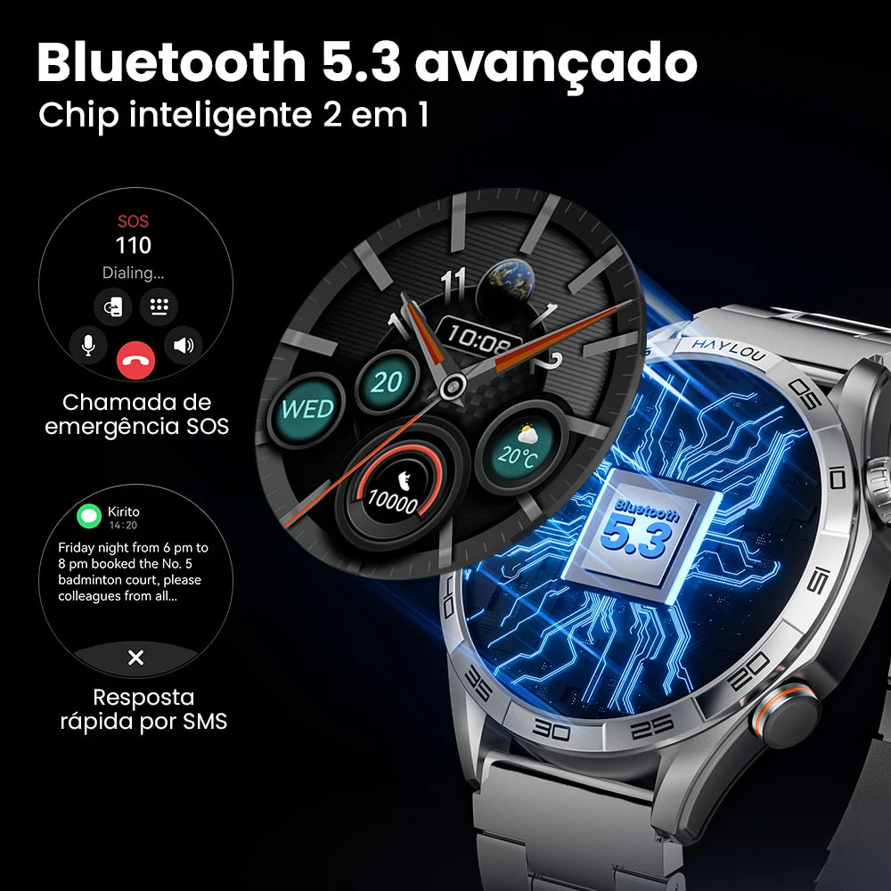 Smartwatch Solar 5 com Chamadas Bluetooth