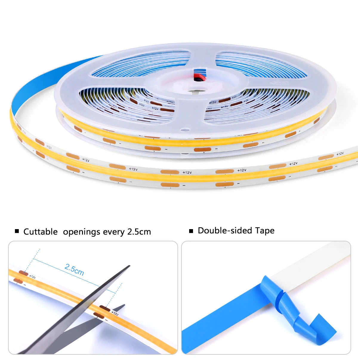 Fita LED para Armário com Sensor de Toque – Regulável, Ideal para Móveis de Madeira e Exposição
