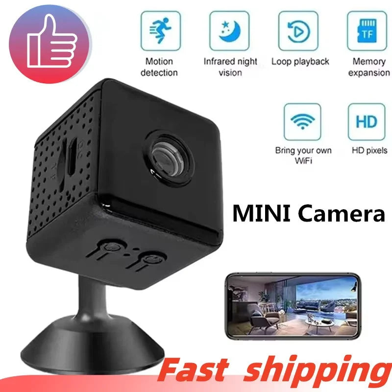 Mini Câmera Wi-Fi 4K/1080P HD com Visão Noturna e Detecção de Movimento