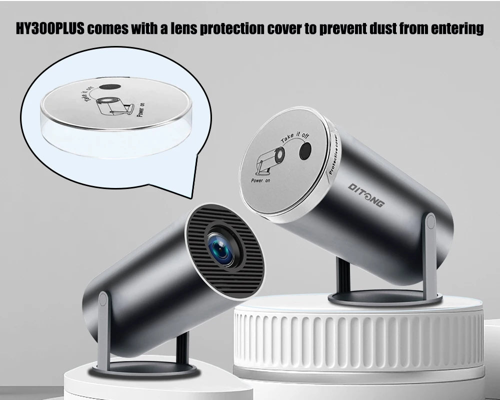Projetor 4K Portátil HY300 Plus foco eletrônico remoto Bluetooth