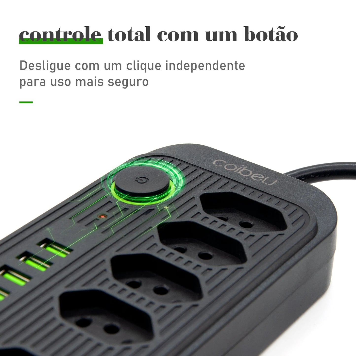 Régua Extensão de Tomadas e Porta USB