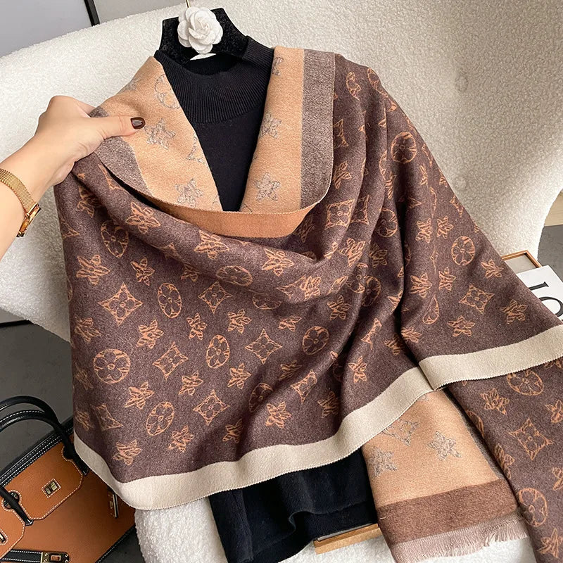 Women's Warm Scarf – Double Sided, Retro Style