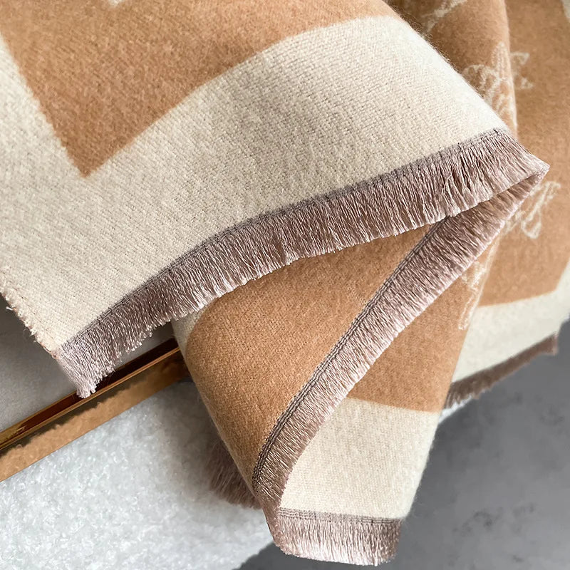 Women's Warm Scarf – Double Sided, Retro Style