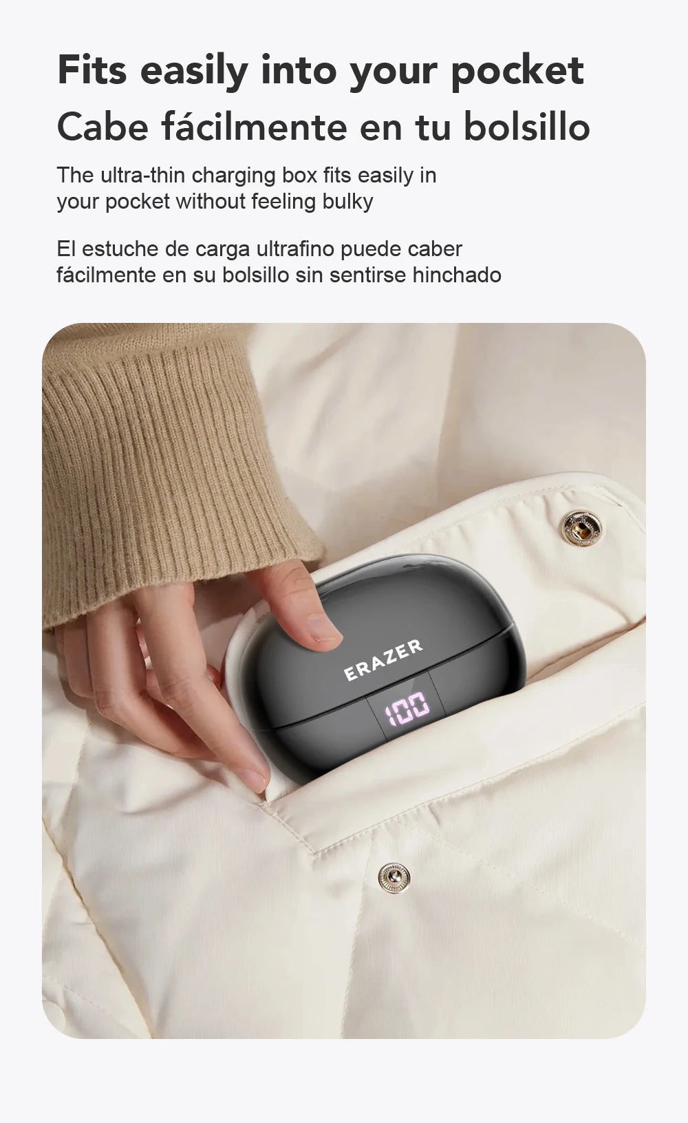 Fones de ouvido AI tradutor sem fio Bluetooth 5.4 135 Idiomas