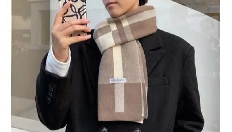 Cachecol Masculino de Inverno – Estilo Patchwork