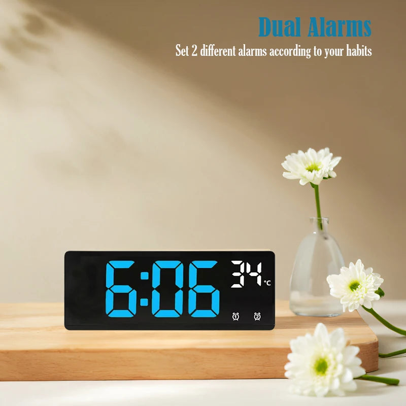 Relógio de Mesa Despertador Digital Portátil de Mesa Temperatura Grande Display