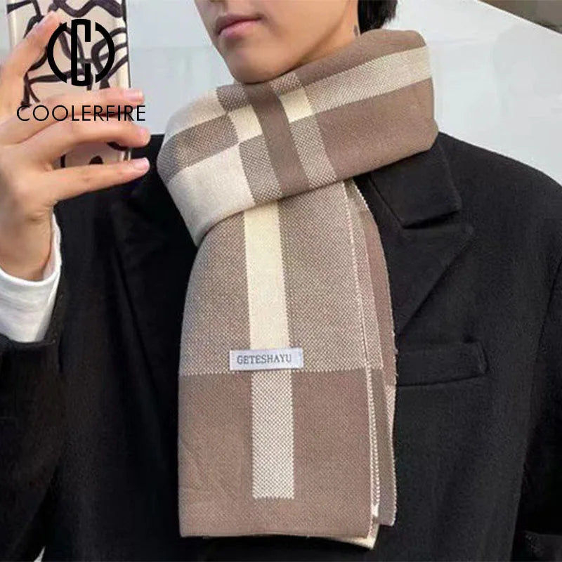 Cachecol Masculino de Inverno – Estilo Patchwork