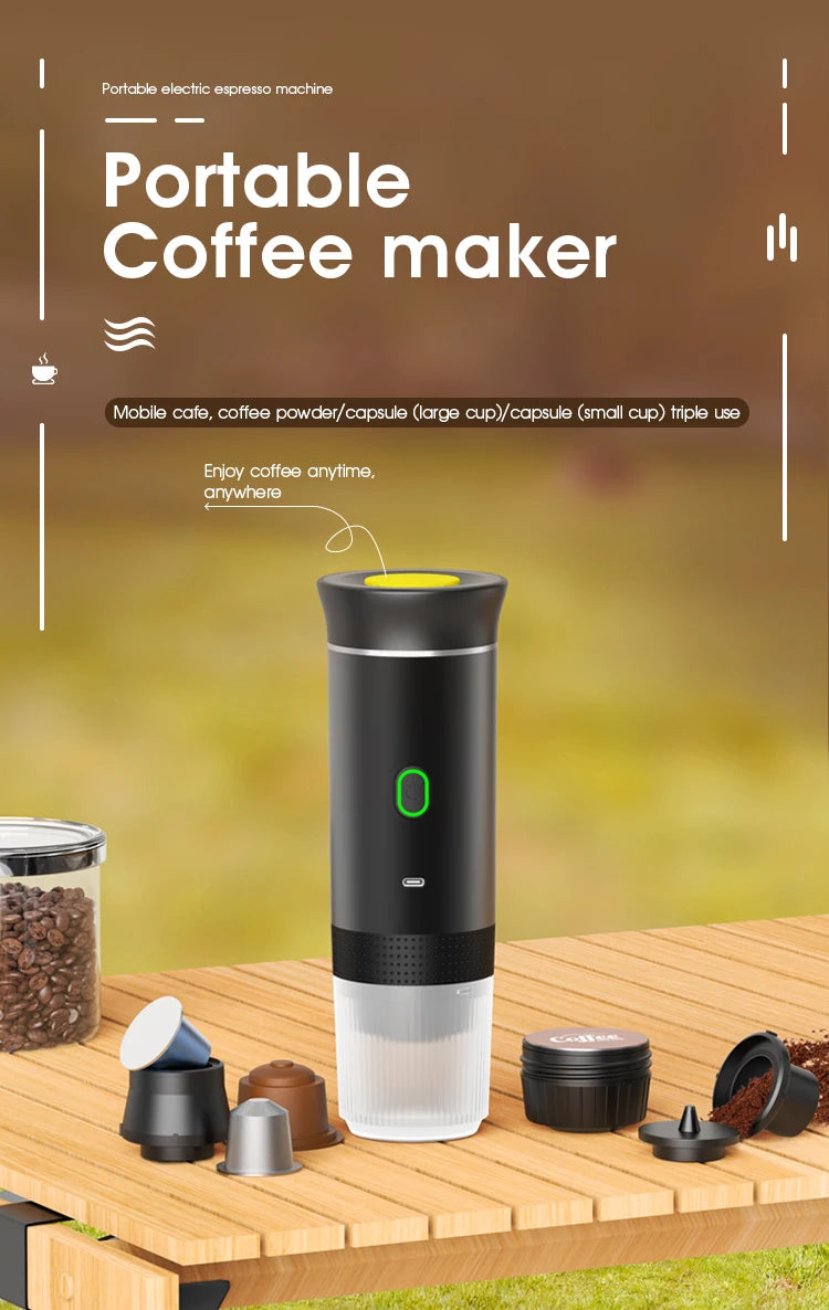 Cafeteira Portátil USB café moído ou cápsulas